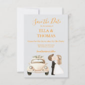 Moderne Schattige Fluitketeltekst Save The Date (Voorkant)