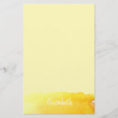 Moderne, schattige gele waterverf op maat briefpapier (Voorkant)