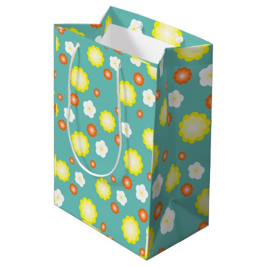 Moderne schattige gradient Daisy bloemen patroon m Medium Cadeauzakje (Achterkant Gekanteld)