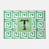 Moderne, schattige groene griekse sleutel, monogra deurmat (Voorkant)