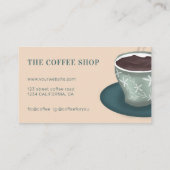 Moderne, schattige, groene koffiewinkelbekerafbeel visitekaartje (Achterkant)