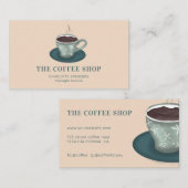 Moderne, schattige, groene koffiewinkelbekerafbeel visitekaartje (Voorkant / Achterkant)