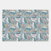 Moderne schattige haai eerste tweede verjaardag gu inpakpapier vel (Voorkant)