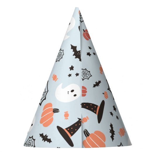 Moderne schattige Halloween blauwe verjaardag Feesthoedjes (Achterkant)