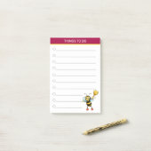 Moderne, schattige hommel op de Bourgogne Post-it® Notes (Op bureau)