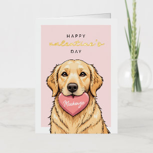 Moderne Schattige Hond met Hart Gelukkige Valentij Folie Wenskaart