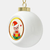 Moderne Schattige Kerst Elf Keramische Bal Ornament (Rechts)