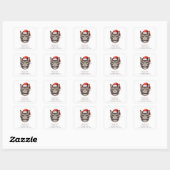 Moderne Schattige Kerstkat met Kerstman Hoed Vierkante Sticker (Vel)