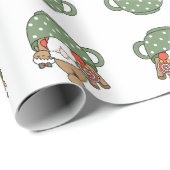 Moderne schattige kerstman in een mok kerstgroen b cadeaupapier (Rol Hoek)