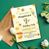 Moderne schattige kleine bij's 1e verjaardag geel kaart