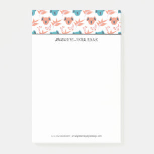 Moderne Schattige Koala en Bloeiende Bloemen Post-it® Notes