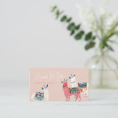 Moderne Schattige Llama's | Foto QR Code Visitekaartje (Staand voorkant)