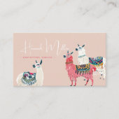 Moderne Schattige Llama's | Foto QR Code Visitekaartje (Voorkant)
