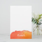 Moderne, schattige oranje waterverf op maat briefpapier (Staand voorkant)
