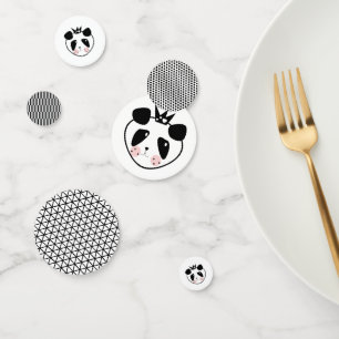 Moderne Schattige Panda Beer Zwart Wit Verjaardag Confetti