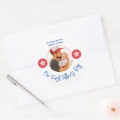 Moderne schattige papa aandenken foto eerste vader ronde sticker (Envelop)