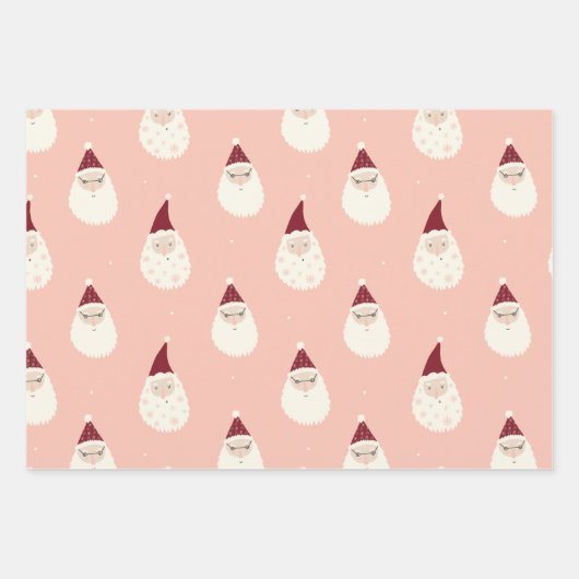 Moderne, schattige patroonsanta l snowman en tree  inpakpapier vel (Voorkant 3)