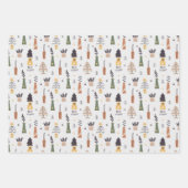 Moderne, schattige patroonsanta l snowman en tree  inpakpapier vel (Voorkant 2)