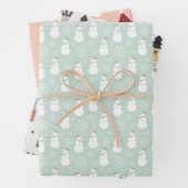 Moderne, schattige patroonsanta l snowman en tree  inpakpapier vel (In situ)