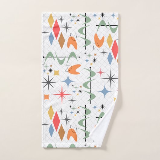 Moderne, schattige retro atoomsterborst lijnwit bad handdoek (Handdoek)
