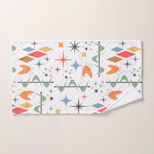 Moderne, schattige retro atoomsterborst lijnwit bad handdoek (Handdoek)