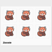 Moderne Schattige Rode Panda – Speelse Dierenillus Vierkante Sticker (Vel)