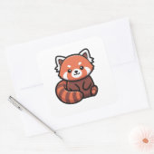 Moderne Schattige Rode Panda – Speelse Dierenillus Vierkante Sticker (Envelop)