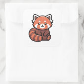 Moderne Schattige Rode Panda – Speelse Dierenillus Vierkante Sticker (Tas)