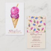 Moderne schattige zomerse ijsparlor waterverf visitekaartje (Voorkant / Achterkant)