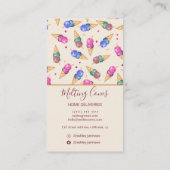 Moderne schattige zomerse ijsparlor waterverf visitekaartje (Achterkant)