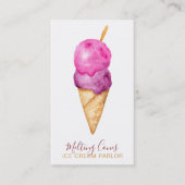 Moderne schattige zomerse ijsparlor waterverf visitekaartje (Voorkant)