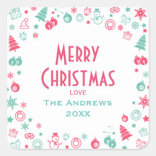 Moderne Schattigee aangepaste kerstcadeau labels