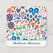 Moderne Schattigee Abstracte Bloemen Casual Kallig Vierkante Visitekaartje (Voorkant)