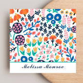 Moderne Schattigee Abstracte Bloemen Casual Kallig Vierkante Visitekaartje