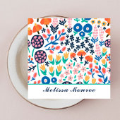 Moderne Schattigee Abstracte Bloemen Casual Kallig Vierkante Visitekaartje