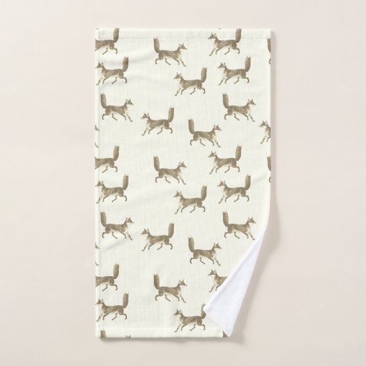 Moderne  Schattigee Beige Fox Pattern op Ivoor Bad Handdoek (Handdoek)