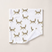 Moderne Schattigee Beige Fox Pattern op Ivoor Bad Handdoek (Wasdoekje)