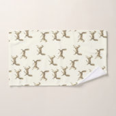 Moderne Schattigee Beige Fox Pattern op Ivoor Bad Handdoek (Handdoek)
