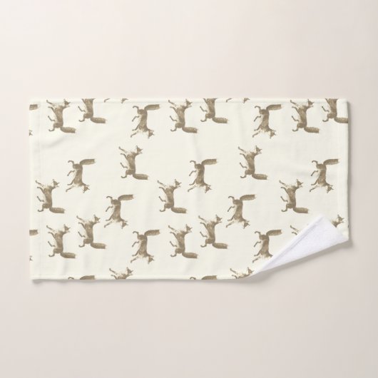 Moderne Schattigee Beige Fox Pattern op Ivoor Bad Handdoek (Handdoek)