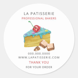 Moderne Schattigee Blauwe Gebak Bakkerij Box Seals Ronde Sticker