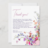 Moderne Schattigee Bloemen Wildflowers 1e verjaard Bedankkaart (Voorkant)