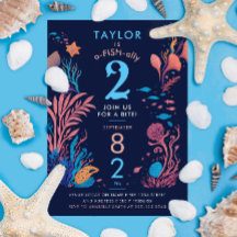 Moderne Schattigee Blue Ocean Nautical Fish Kids V