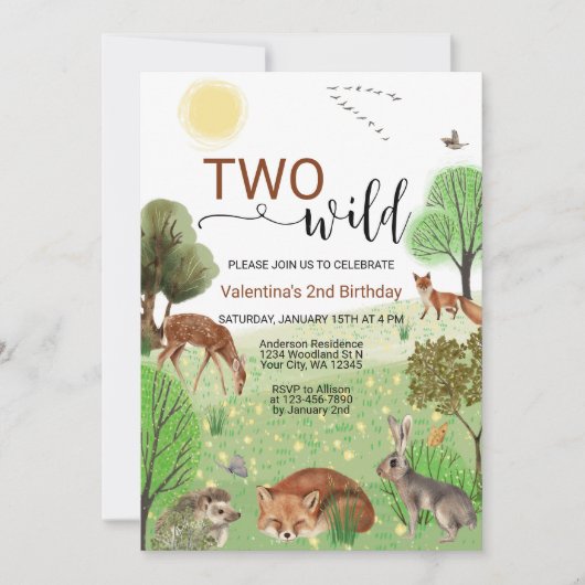 Moderne Schattigee bosdieren Twee wilde 2e verjaar Kaart (Voorkant)