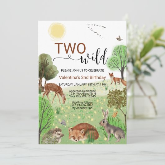 Moderne Schattigee bosdieren Twee wilde 2e verjaar Kaart (Staand voorkant)