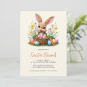 Moderne Schattigee Bunny Rabbit Paasbrunch Kaart (Staand voorkant)