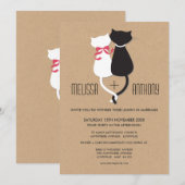 Moderne Schattigee Cat Couple Monogram Huwelijksui Kaart (Voorkant / Achterkant)