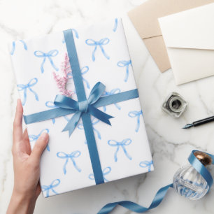 Moderne Schattigee Coquette Blue Bow Christmas Cadeaupapier