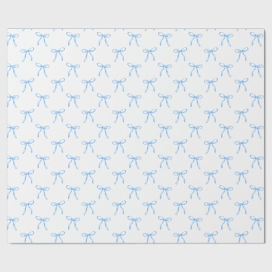 Moderne Schattigee Coquette Blue Bow Christmas Cadeaupapier (Vlak)