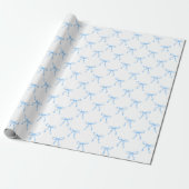 Moderne Schattigee Coquette Blue Bow Christmas Cadeaupapier (Uitgerold)