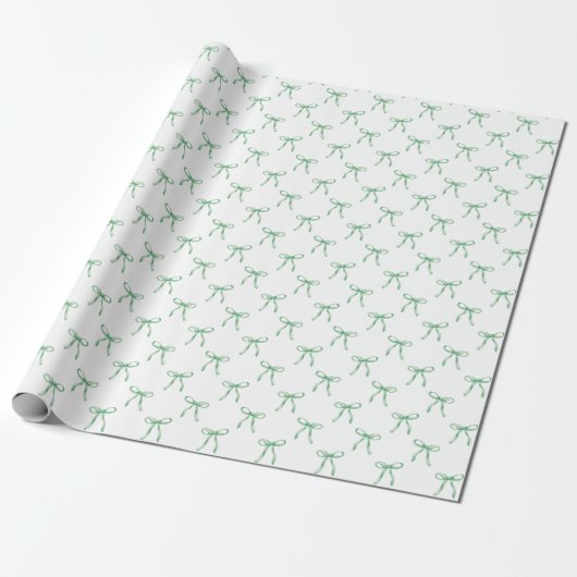 Moderne Schattigee Coquette Bow Green Christmas Cadeaupapier (Uitgerold)